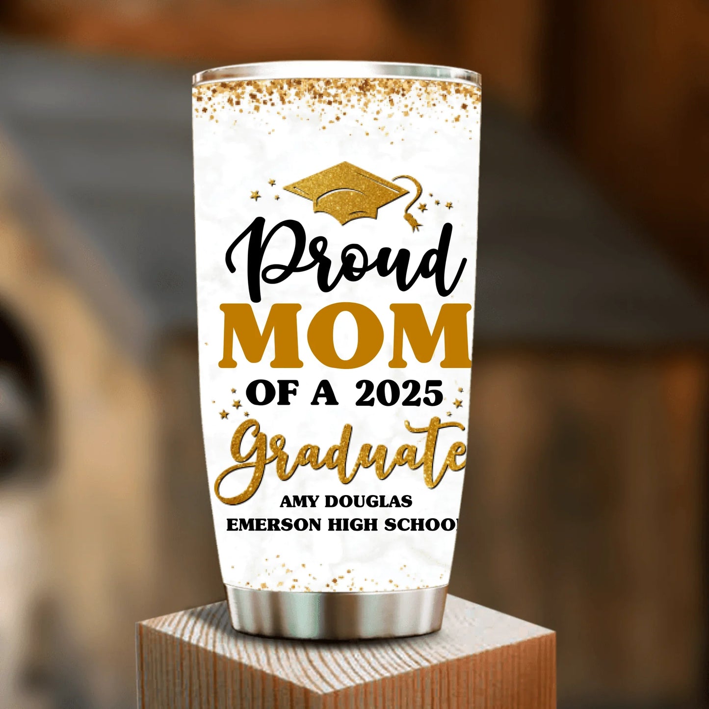 Personalized Proud Mom Of A 2025 Graduate Tumbler - Graduation Gift Idea For Family's Member