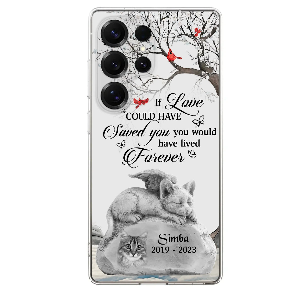 Personalized Memorial Cat Phone Case - Gift Idea For Cat Owners - If Love Could Have Saved You You Would Have Lived Forever - Case For iPhone/Samsung