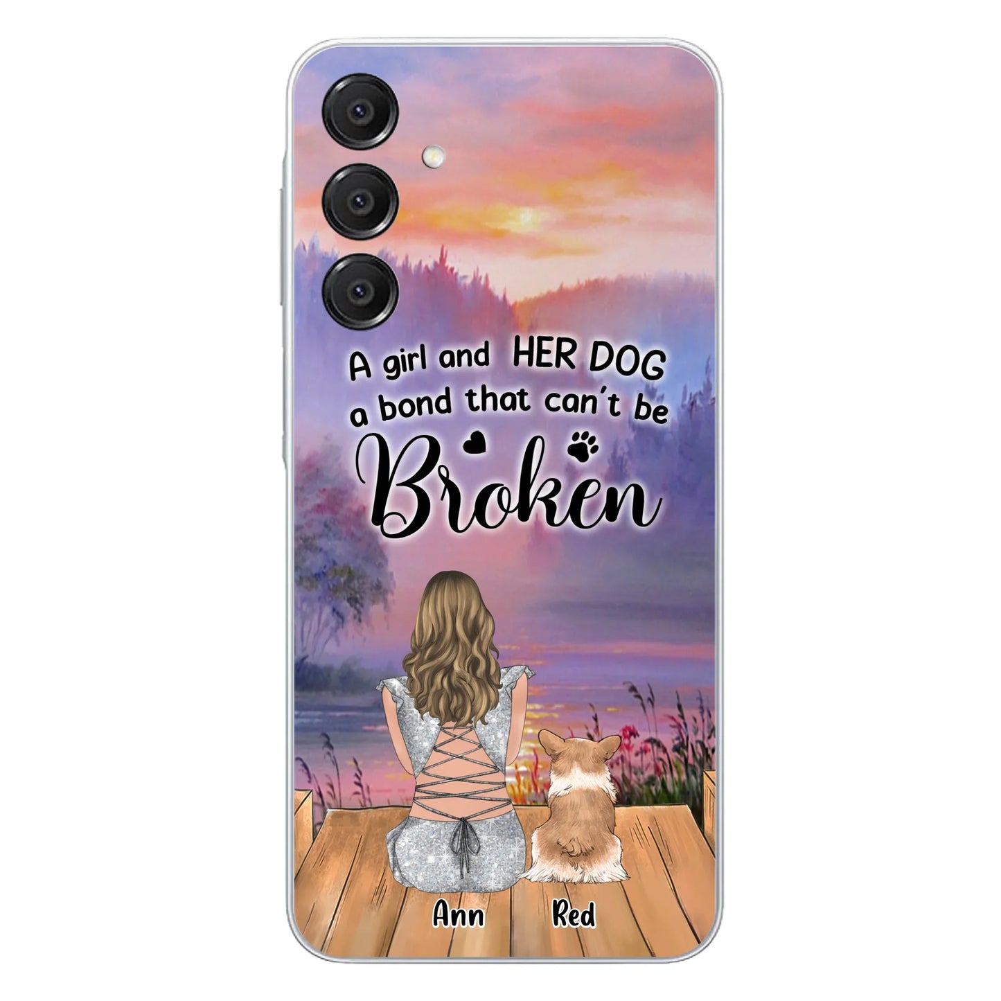 Custom Personalized Dog Mom Phone Case - Upto 4 Dogs - Mother's Day Gift Idea for Dog Lovers - A Girl And Her Dog A Bond That Can't Be Broken - Case for iPhone/Samsung
