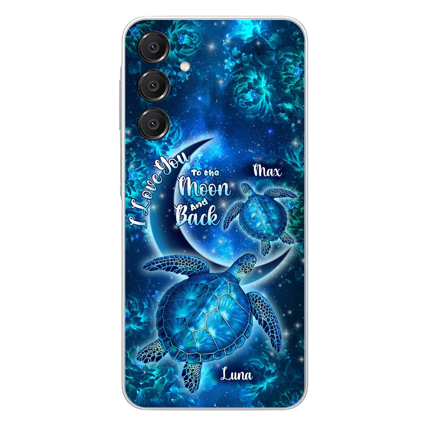 Custom Personalized Turtle Phone Case For Iphone and Samsung - Up to 6 Turtles - I Love You To The Moon And Back - IUNAG8