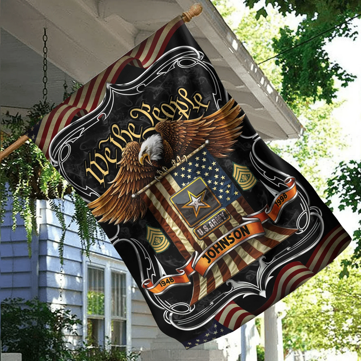 Personalized Family US Flag Sign - Gifts For Veterans/Patriots/Memorial Day/Independence Day - We The People