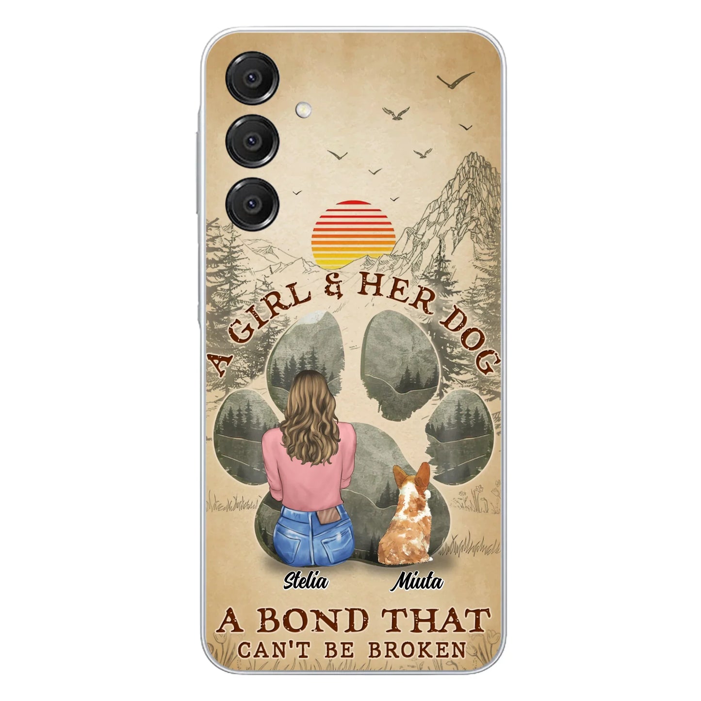 Custom Personalized Pet Mom Phone Case - Gifts For Pet Lovers With Upto 4 Pets - A Girl And Her Dog A Bond That Can't Be Broken - Case For iPhone & Samsung
