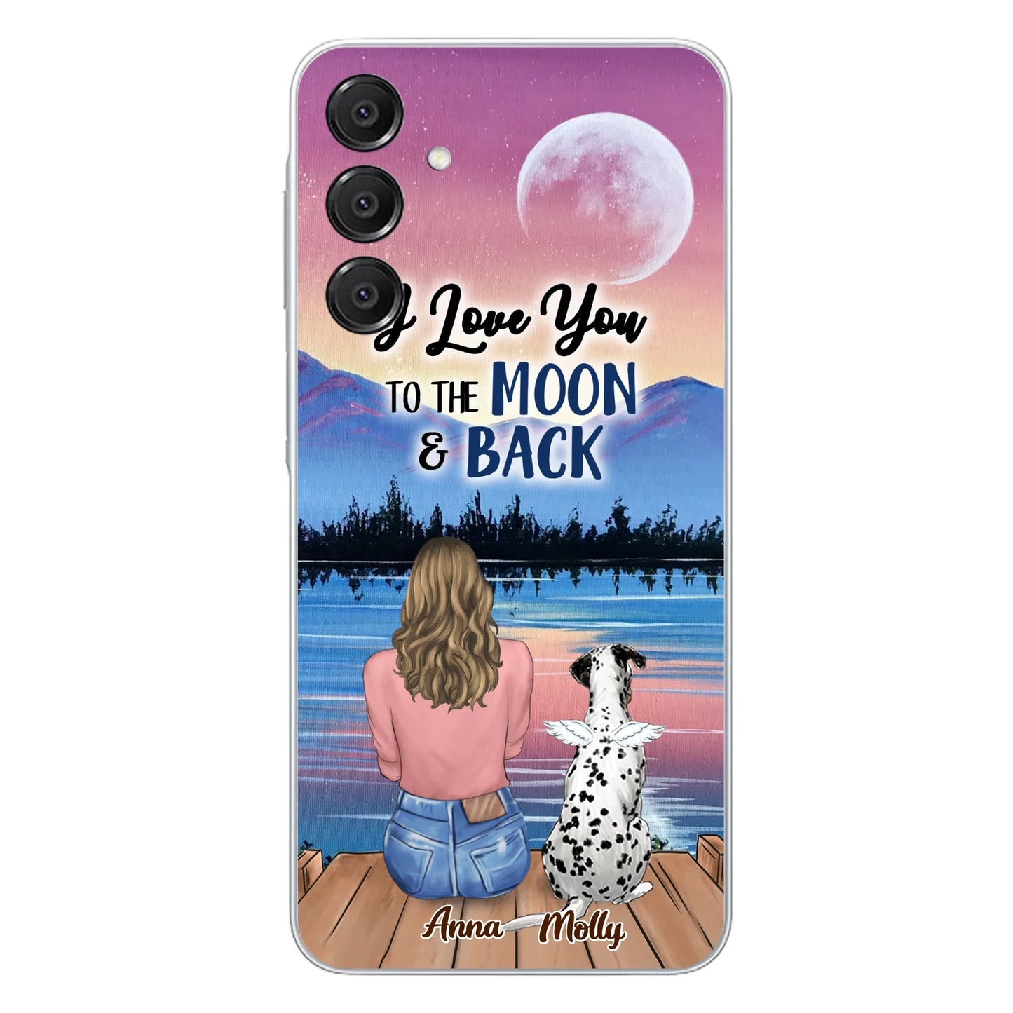 Custom Personalized Memorial Pet Phone Case - Upto 4 Pets - Gift For Dog/Cat Lover - I Love You To The Moon & Back - Case For iPhone And Samsung