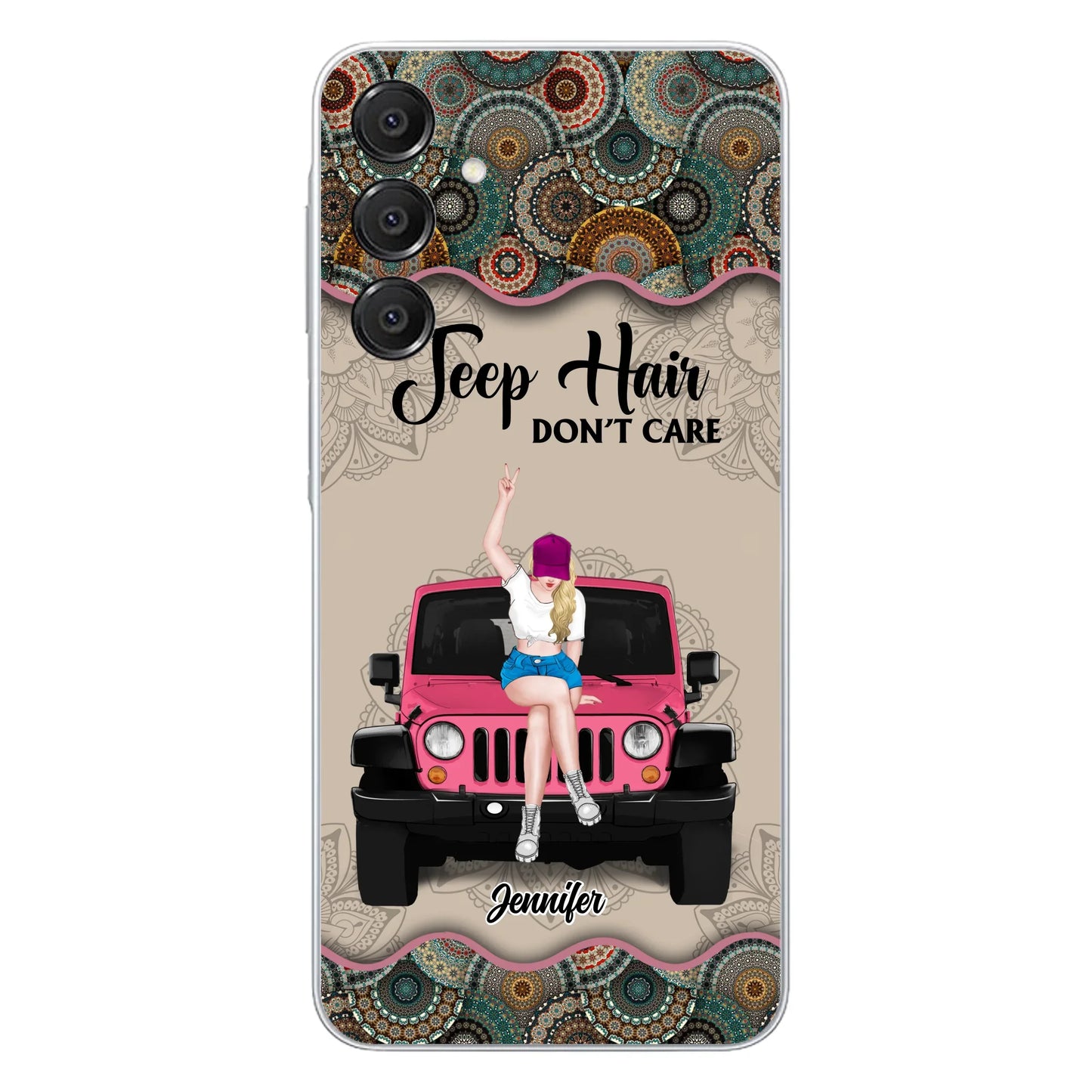 Custom Personalized Off-road Girl Phone Case - Upto 4 Dogs - Gift Idea For Dog/Off-road Lovers - Case for iPhone/Samsung