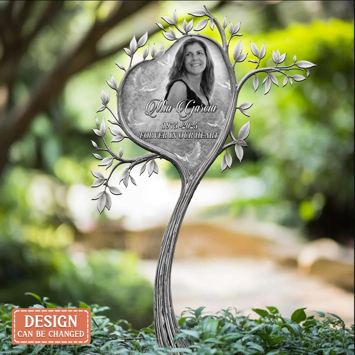 Custom Personalized Memorial Heart Shape Tree Metal Sign - Memorial Gift Idea - Upload Photo