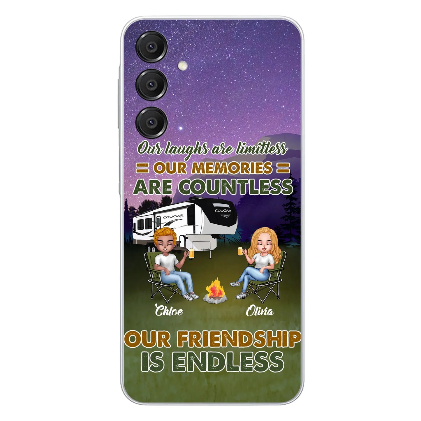 Custom Personalized Camping Friends Phone Case - Upto 4 People - Gift Idea For Friends/ Camping Lover - Life Is Better When You're Camping With Friends - Case For iPhone/Samsung