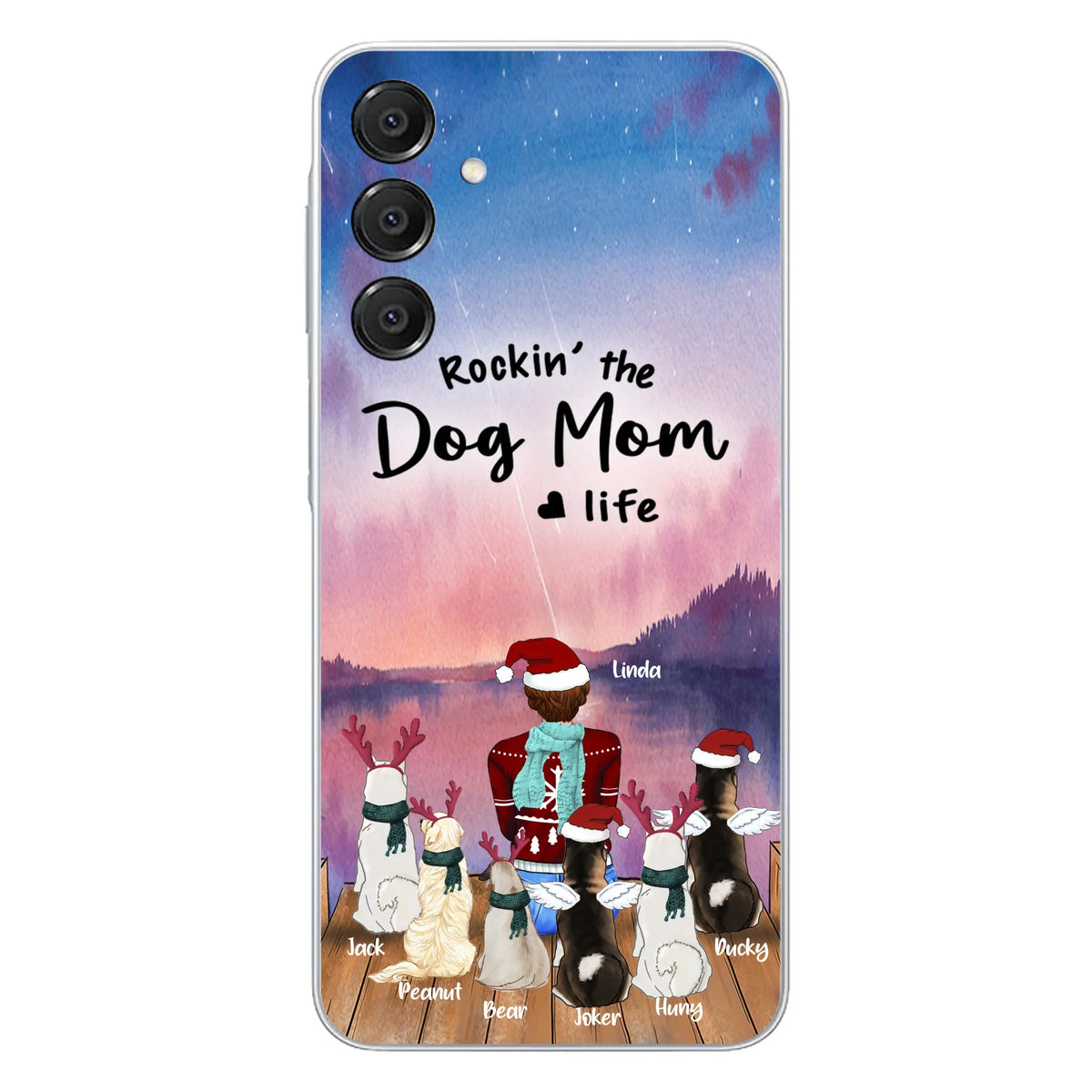 Personalized Christmas Pet Mom/Dad Phone Case - Up to 6 Pets - Rock'in The Dog Mom Life