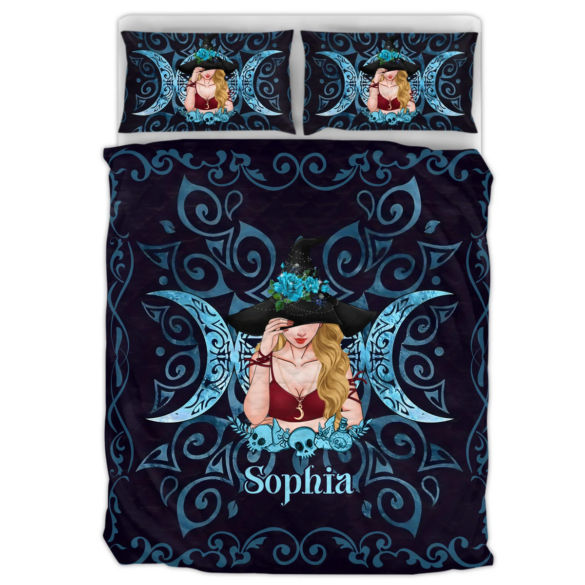 Personalized Witch Quilt Bed Sets - Halloween Gift Idea For Witch