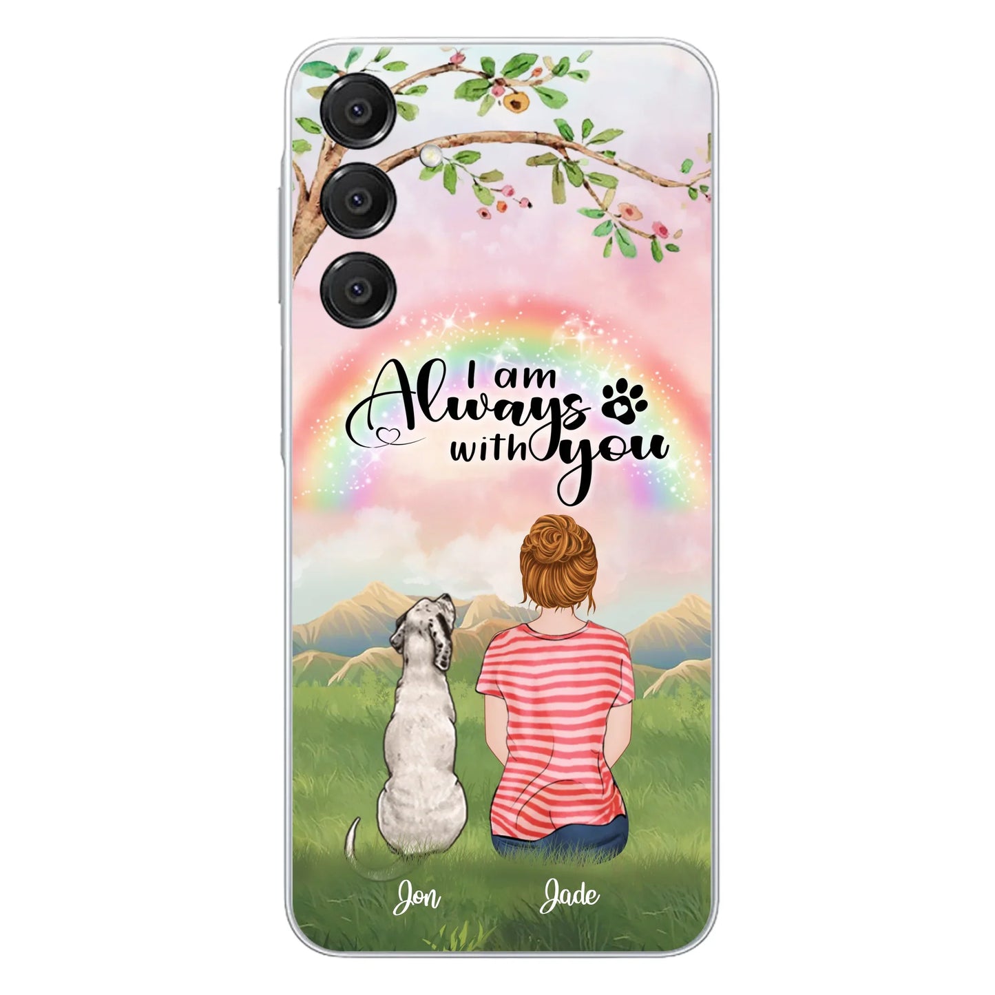 Custom Personalized Dog Mom/Dad Phone Case - Upto 4 Dogs - Best Gift For Dog Lover - I Am Always With You - Case For Iphone Samsung - 5BWJPA