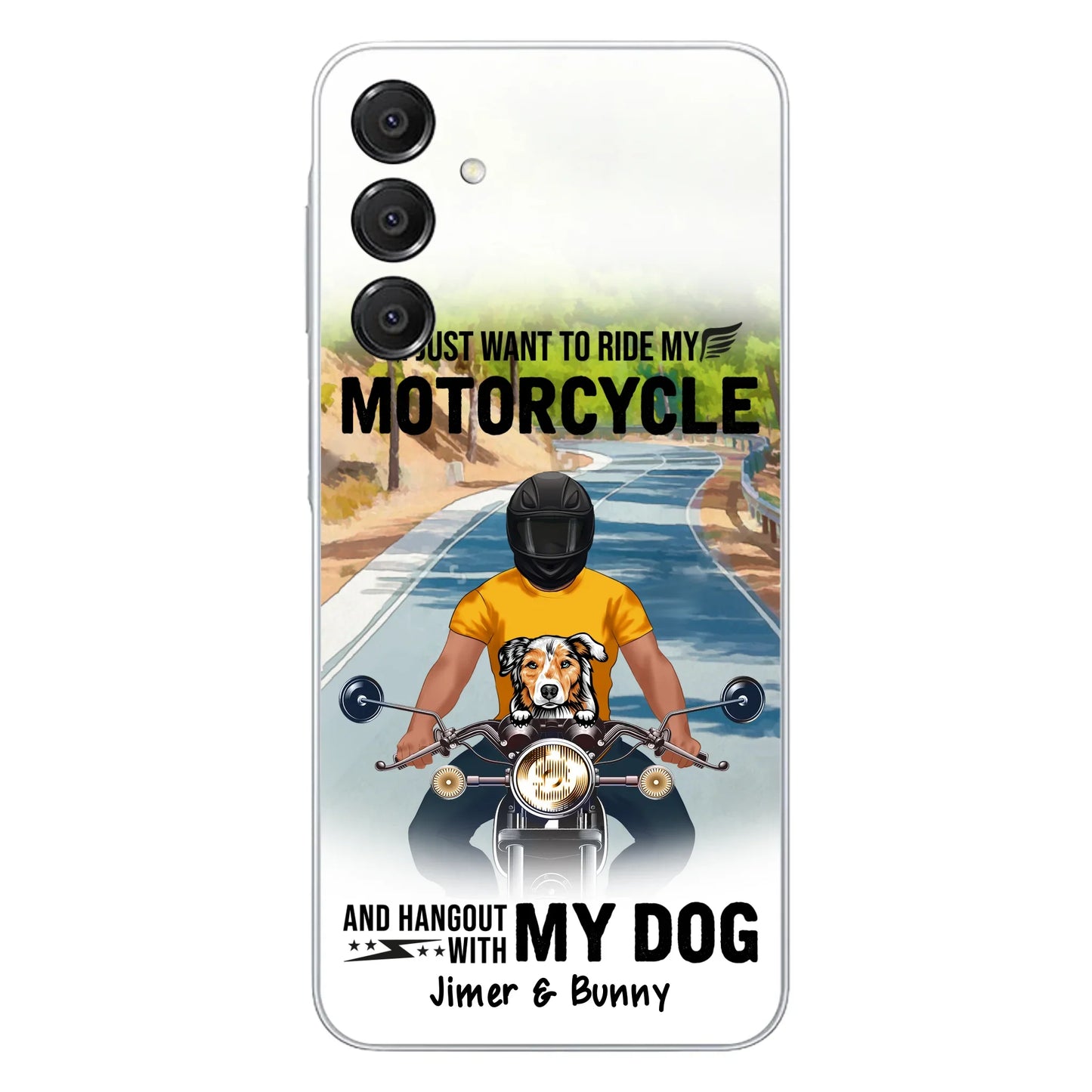 Custom Personalized Dog With Biker Phone Case - Upto 3 Dogs - Gifts For Dog Lover - Hangout With My Dog - Phone Case For iPhone And Samsung
