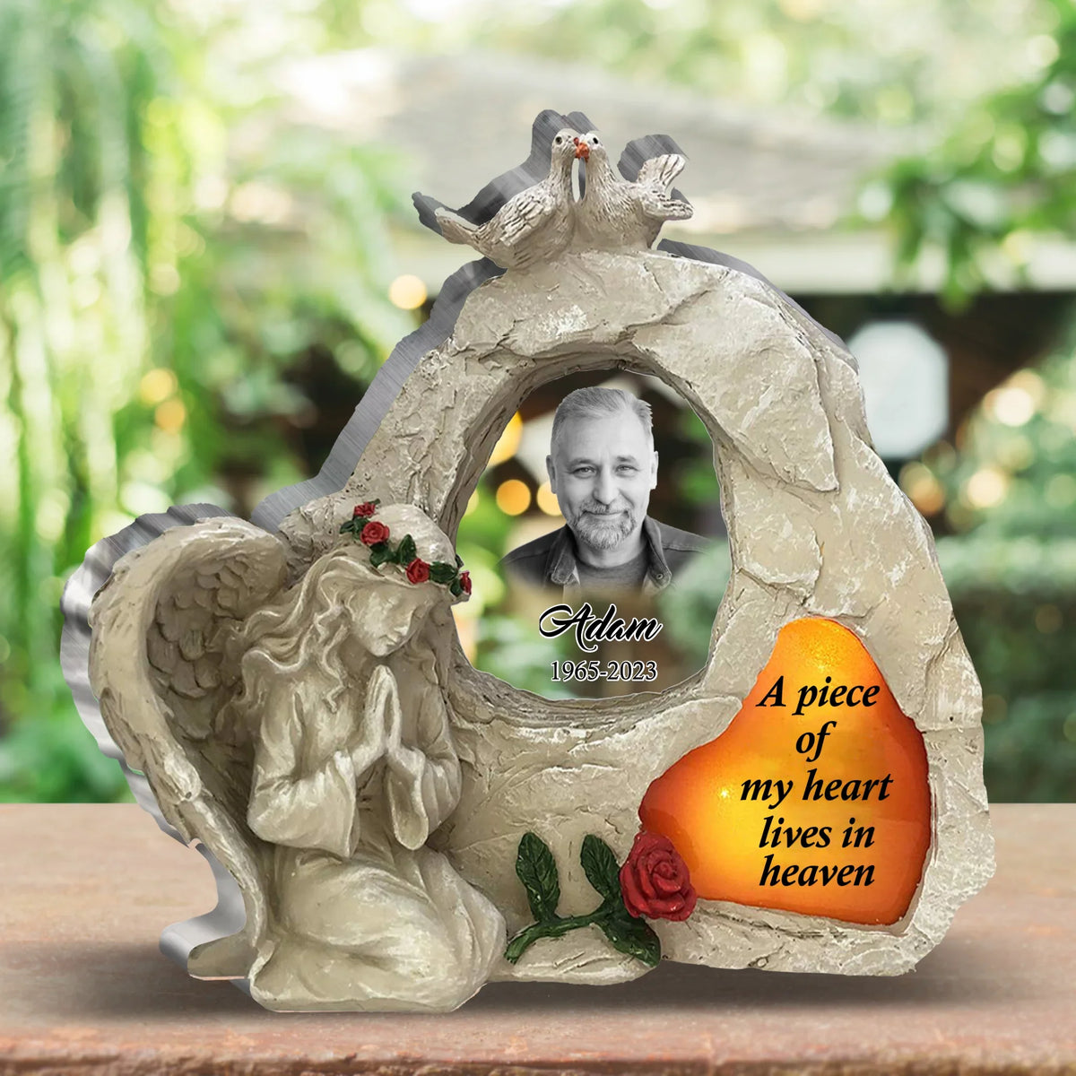 Personalized Memorial Photo Acrylic Plaque - Memorial Gift Idea For Family Member/Pet Lover - A Piece Of My Heart Lives In Heaven