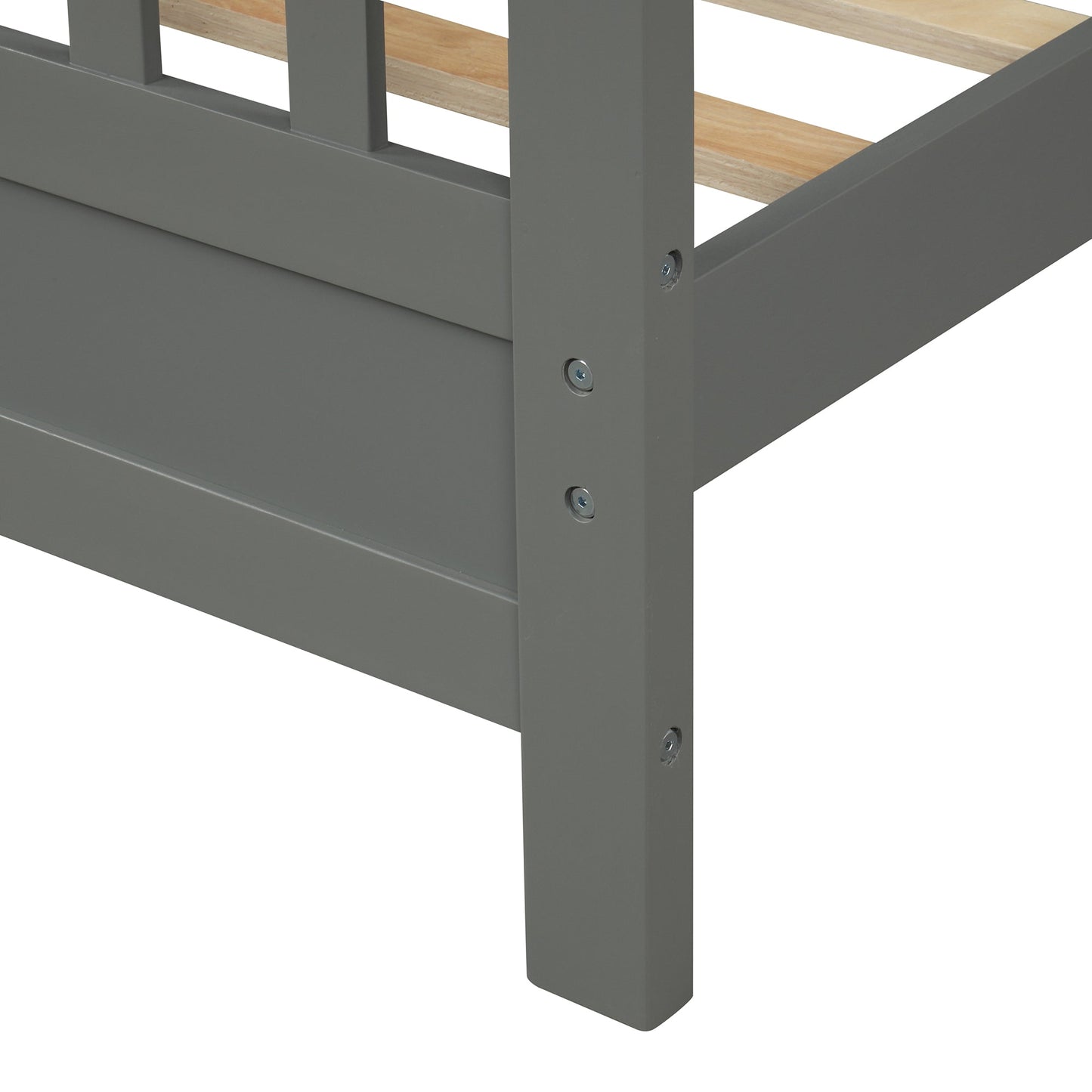 Wood Platform Bed with Headboard and Footboard Full (Gray)