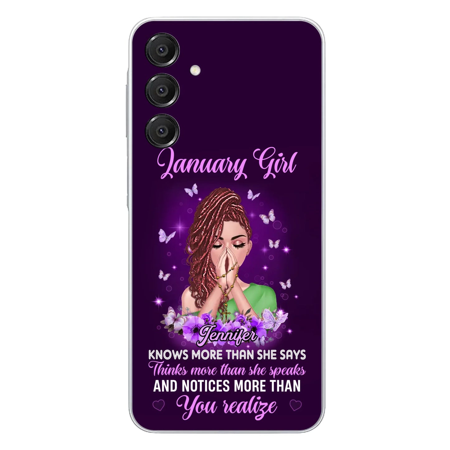 Custom Personalized Birthday Girl iPhone/ Samsung Phone Case - Gift Idea For Girl/ Friend/ Daughter - Knows More Than She Says