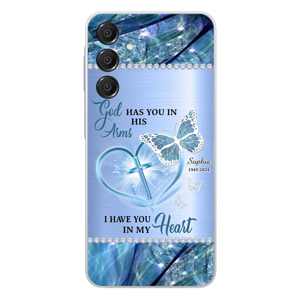 Custom Personalized Memorial Phone Case - Memorial Gift Idea For Family Member - God Has You In His Arms I Have You in My Heart - Case For iPhone/ Samsung