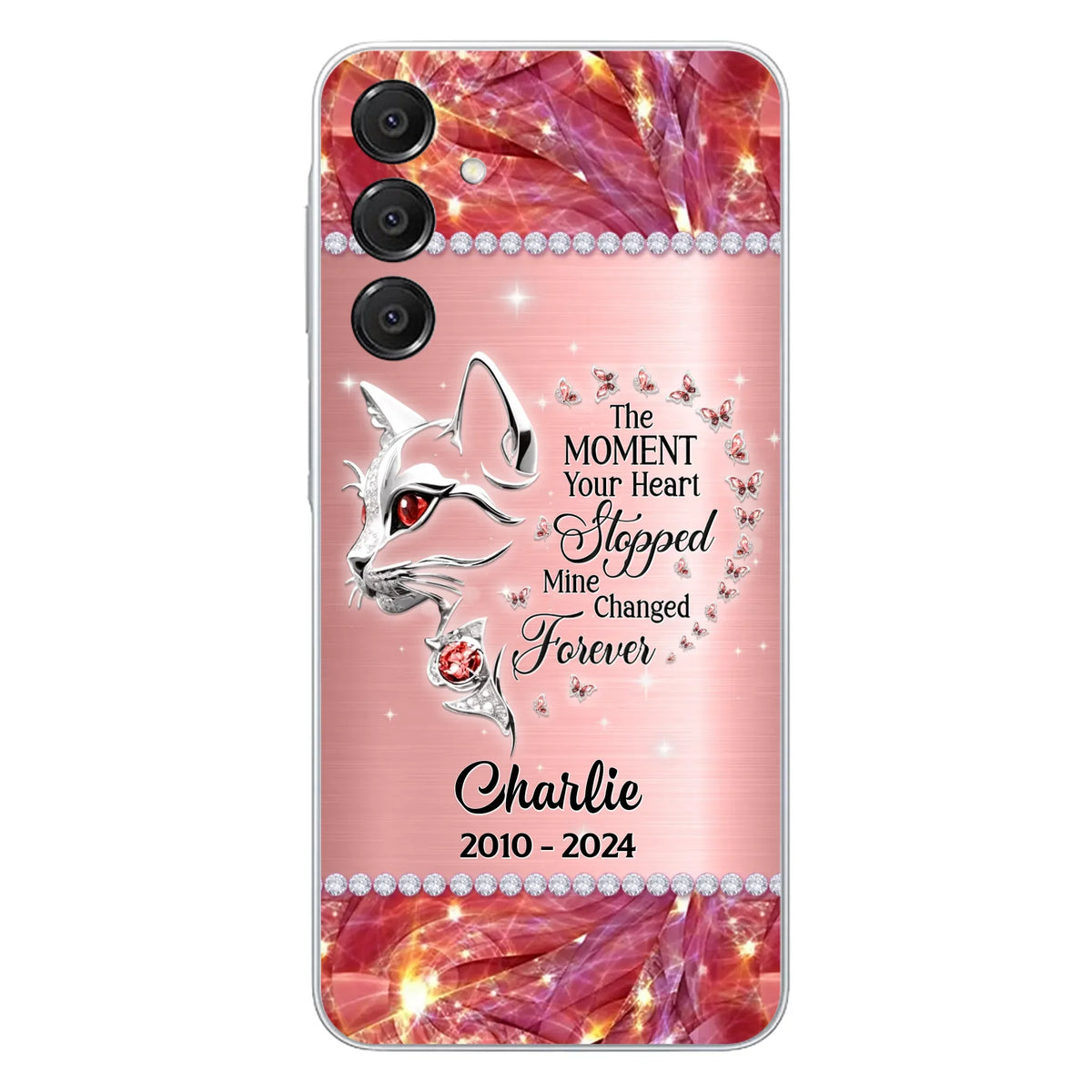 Custom Personalized Memorial Cat Phone Case - Memorial Gift For Cat Lover - The Moment Your Heart Stopped Mine Changed Forever - Case For iPhone/ Samsung