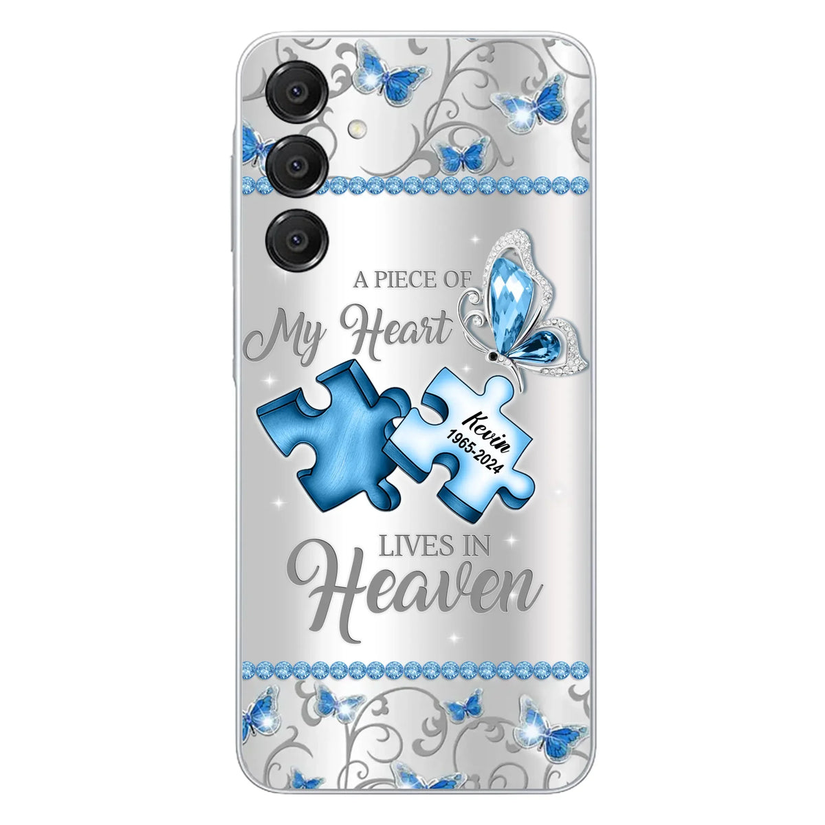 Custom Personalized Memorial Piece Phone Case - Memorial Gift For Family Member - A Piece Of My Heart Lives In Heaven - Case for iPhone/Samsung