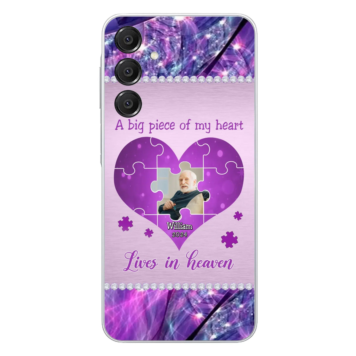 Custom Personalized Memorial Photo Phone Case - Memorial Gift Idea for Father's Day - A Big Piece Of My Heart Lives In Heaven - Case for iPhone/Samsung