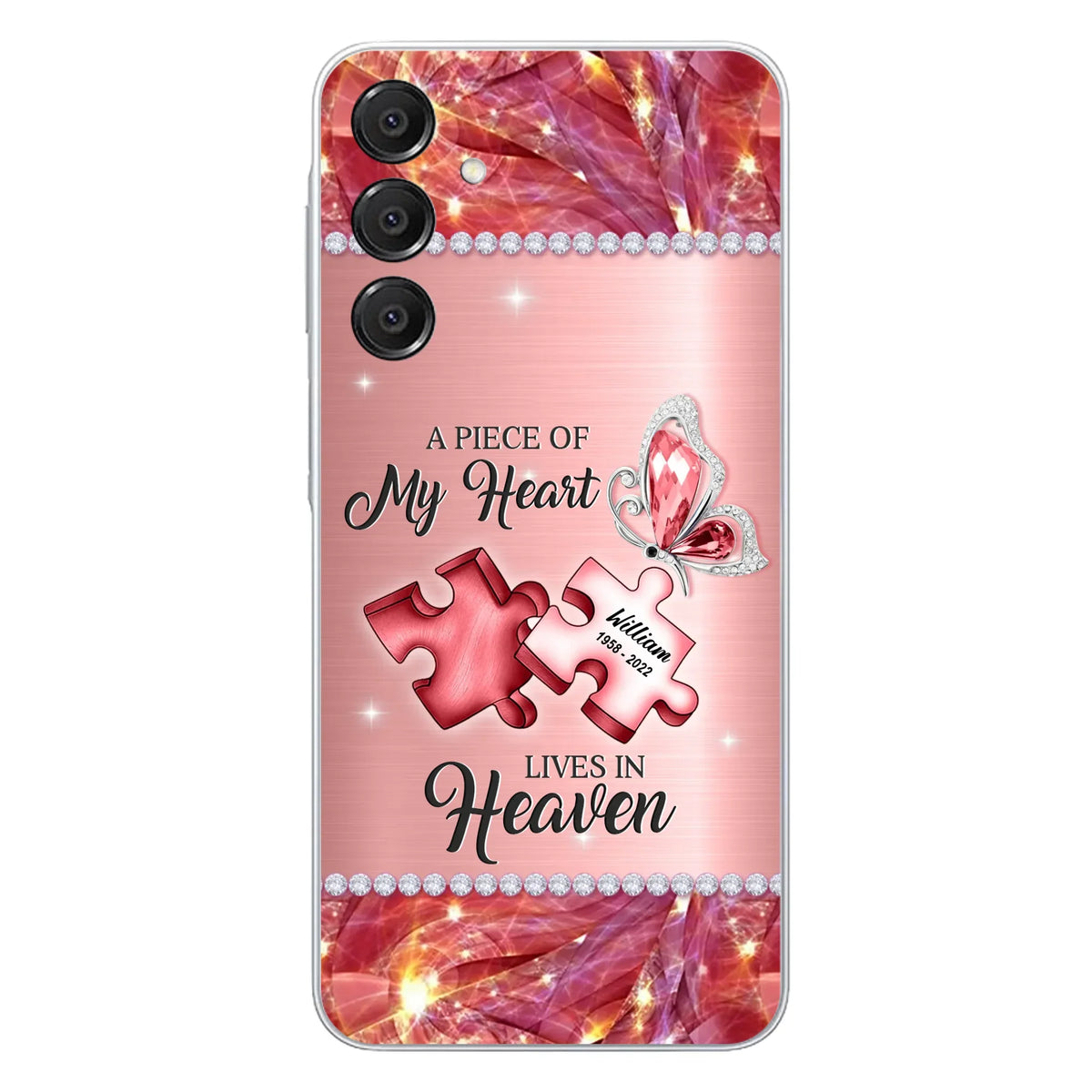 Custom Personalized Memorial Phone Case - Memorial Gift Idea for Father's Day - A Piece Of My Heart Lives In Heaven - Case for iPhone/Samsung