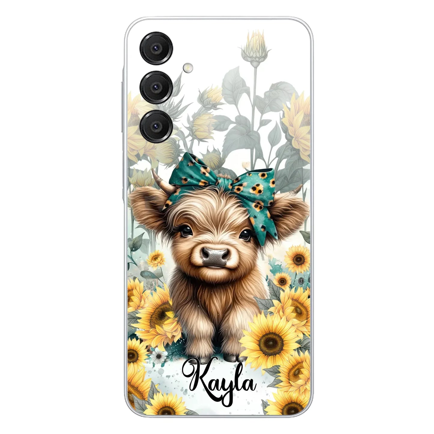Teal Highland Cow Phone Case - Gift Idea For Grandma/Birthday - Case For iPhone/Samsung