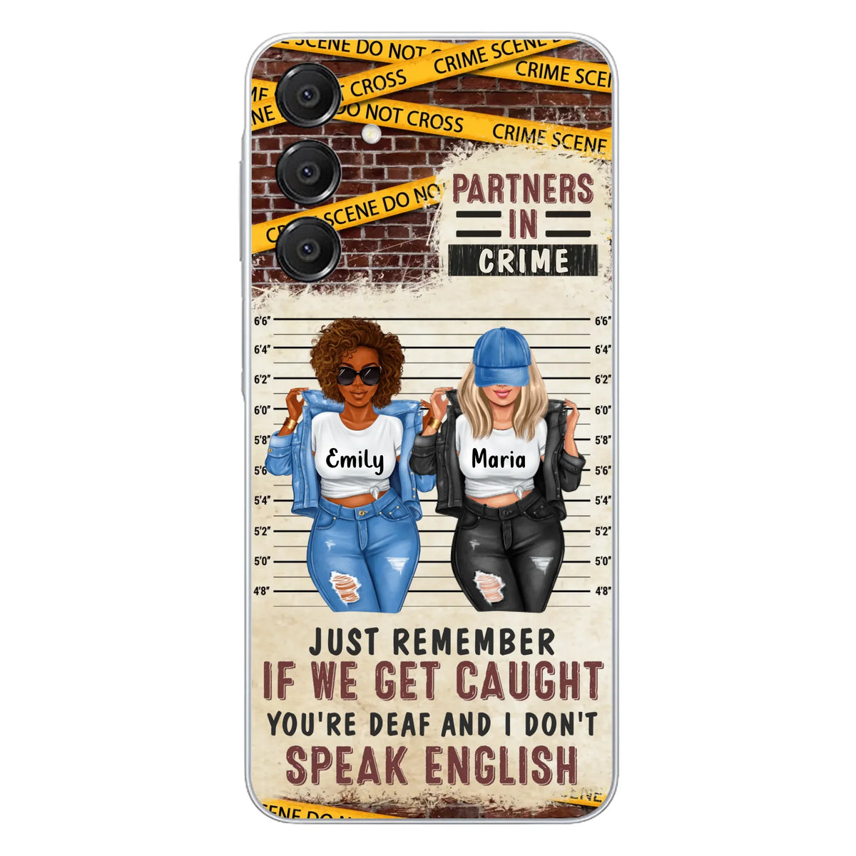 Custom Personalized Bestie Phone Case - Gift Idea For Bestie/ Sister - Upto 3 Girls - Partners In Crime - Case For iPhone And Samsung