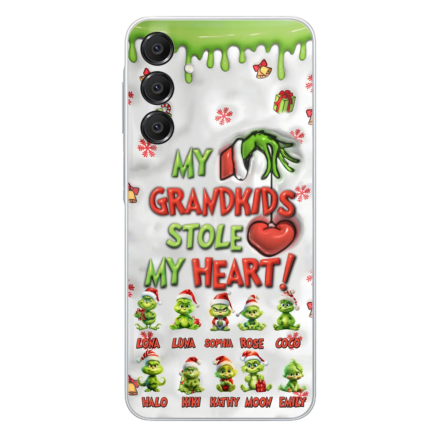 Custom Personalized Christmas Mama Grandkid Phone Case - Gift Idea For Grandkids - Upto 10 Kids - My Grandkids Stole My Heart - Case For iPhone/Samsung