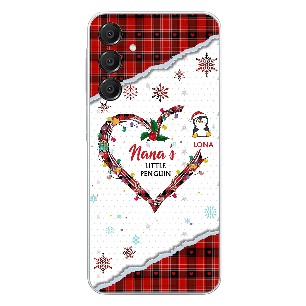 Personalized Christmas Nana Phone Case - Gift Idea For Grandma - Upto 10 Penguins - Case For iPhone/Samsung