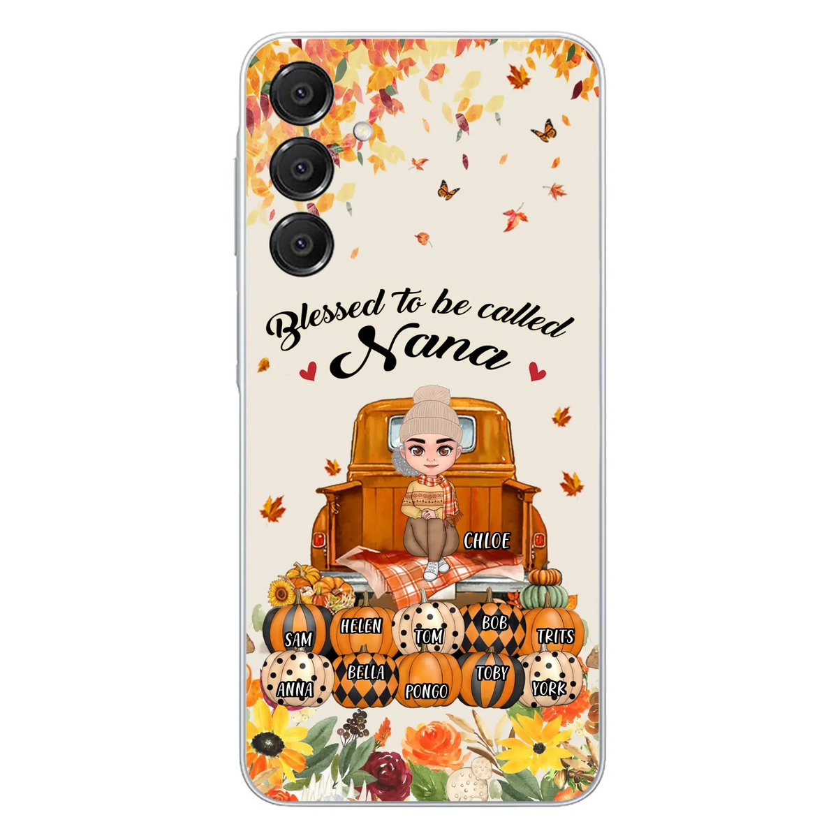 Custom Personalized Grandma Autumn Phone Case - Gift Idea For Grandma - Upto 10 Kids - Case For iPhone/Samsung - Blessed To Be Called Nana