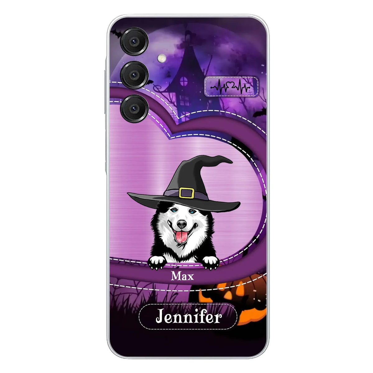 Custom Personalized Dog Halloween Phone Case - Gift Idea For Dog Lover/ Halloween - Upto 3 Dogs - Case For iPhone/Samsung