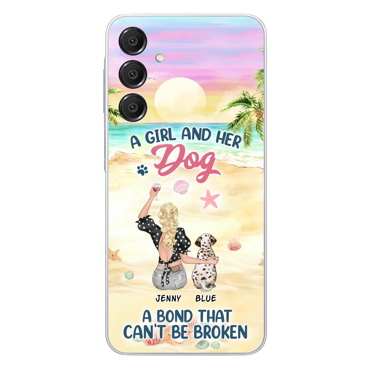 Custom Personalized Dog Mom Phone Case - Upto 6 Dogs - Gift Idea for Dog Lovers - A Girl And Her Dog A Bond That Can't Be Broken - Case for iPhone/Samsung