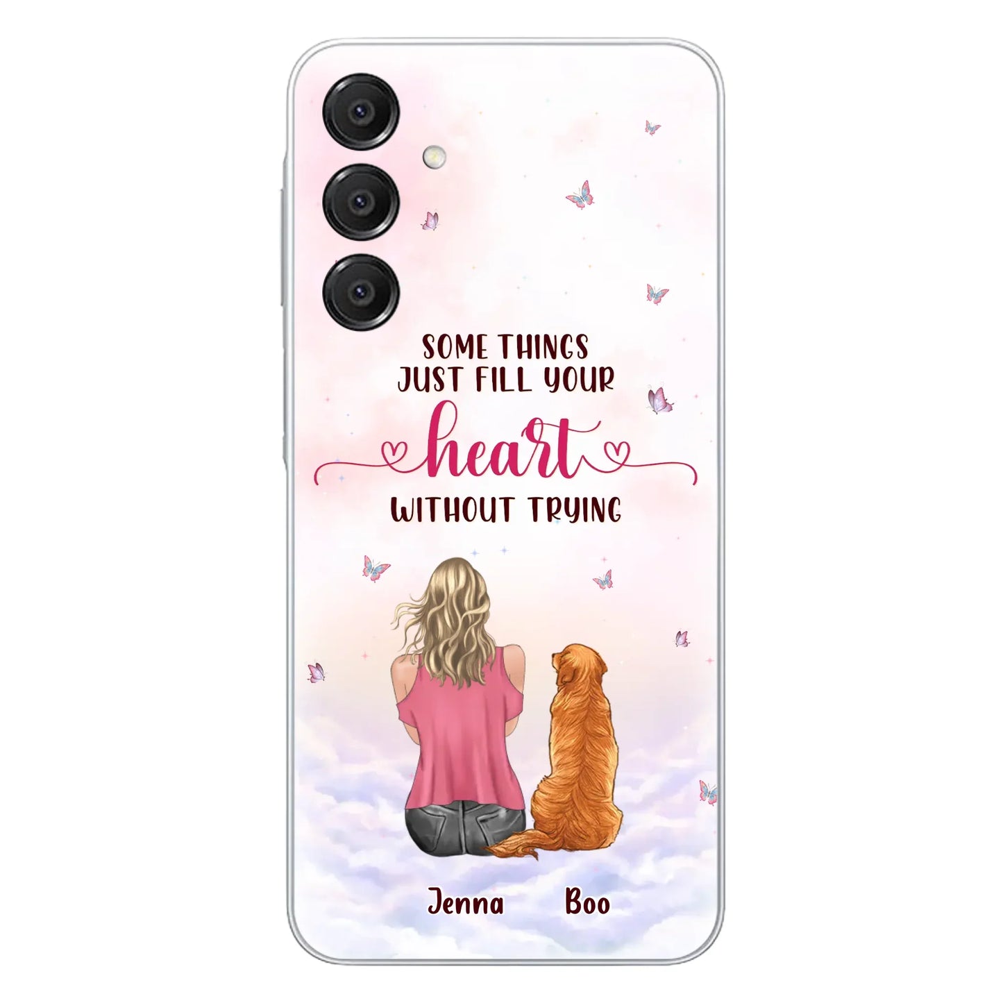 Custom Personalized Dog Mom Phone Case - Upto 5 Dogs - Gift Idea For Dog Lovers - Some Things Just Fill Your Heart Without Trying - Case for iPhone/Samsung