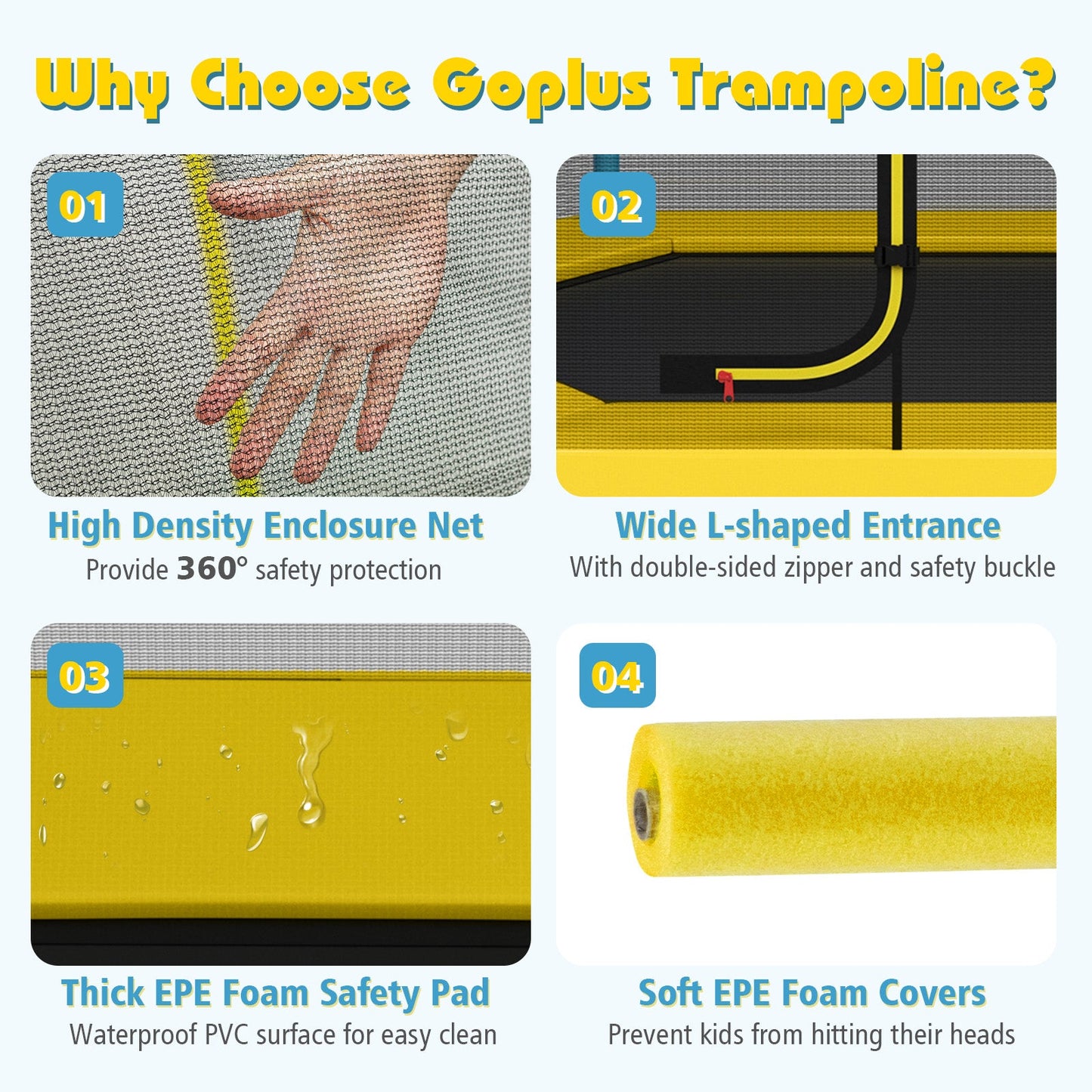 7 Feet Kids Recreational Bounce Jumper Trampoline-Yellow