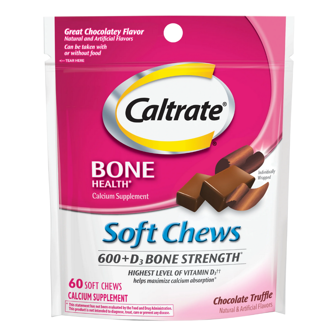 Caltrate Chews Calcium & Vitamin D Chewables – Chocolate (60 count)