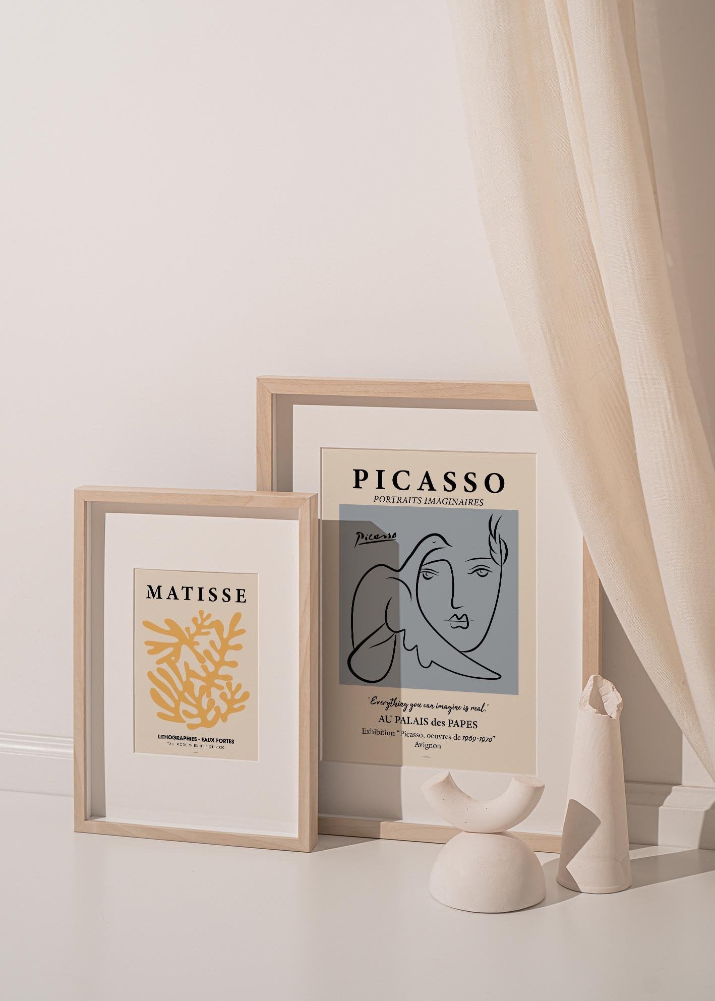 Picasso Man and Dove Poster Blue