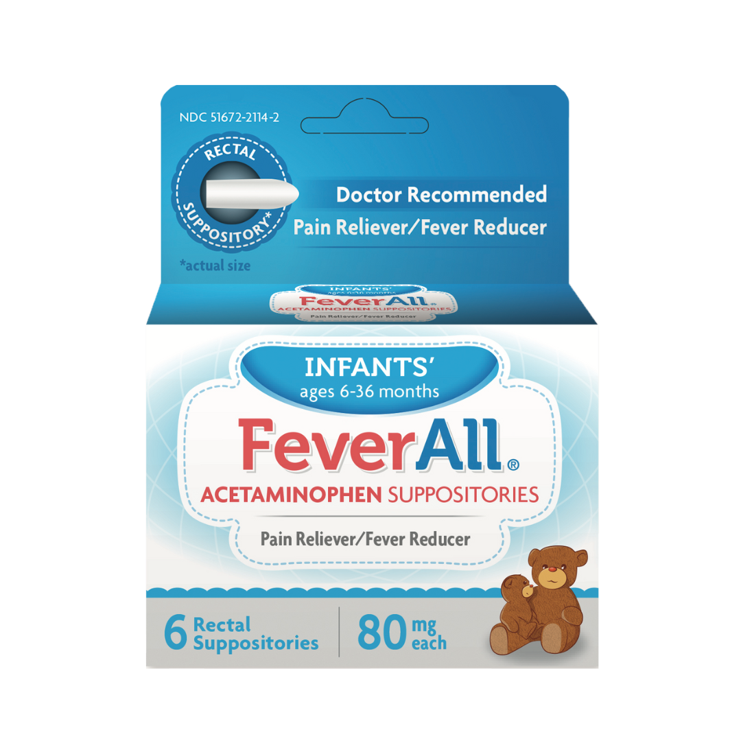 FeverAll Infants’ Acetaminophen Suppositories 80 mg (6 ct) for Ages 6–36 Months