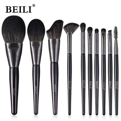 Baili 10pcs Rose Gold Tube Synthetic Hair Vegan Luxury Makeup Brush