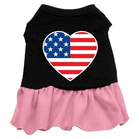 Mirage Pet Products 58-40 MDBKPK American Flag Heart Screen Print Dres