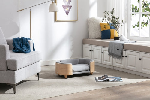 Scandinavian Style Elevated Dog Bed Pet Sofa with Solid Wood Legs and