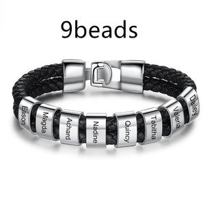 Nine beads bracelet steel