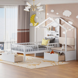 White + Solid Wood+MDF + Twin