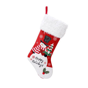 Red and Green Velvet Socks - Snowman Style