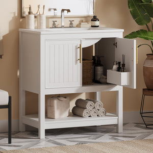White + Solid Wood+MDF + Bathroom