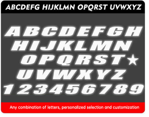 32 silver-white reflective letters to choose from