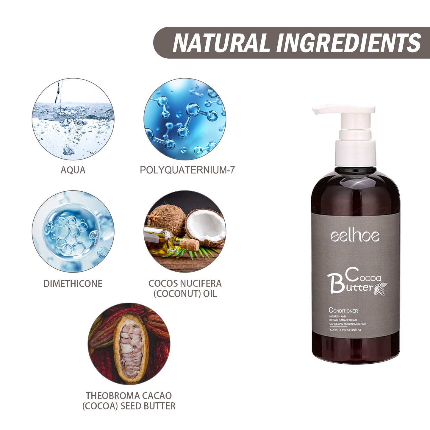 Smooth Shampoo Cocoa Butter Shampoo Conditioner Clean Smooth Hair Moisturizing Hair Treatment