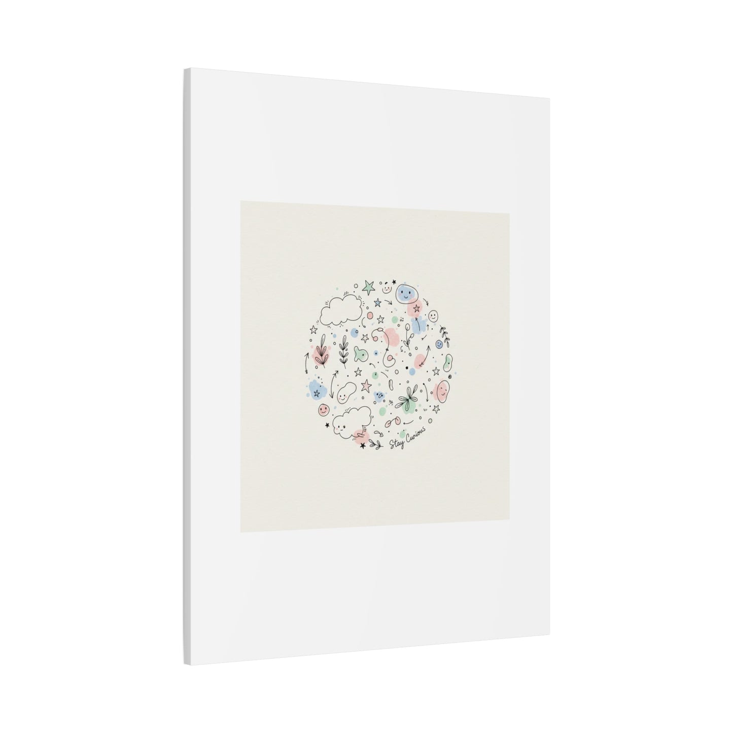 Doodle Circle Line Drawing Matte Canvas, Hand-Drawn Sketch Art