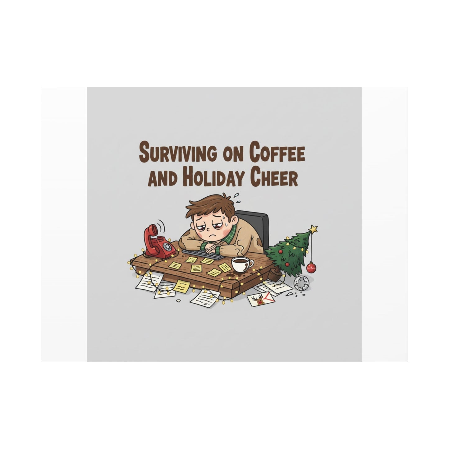 Surviving on Coffee and Holiday Cheer Canvas | Holiday Burnout, Festive But Tired