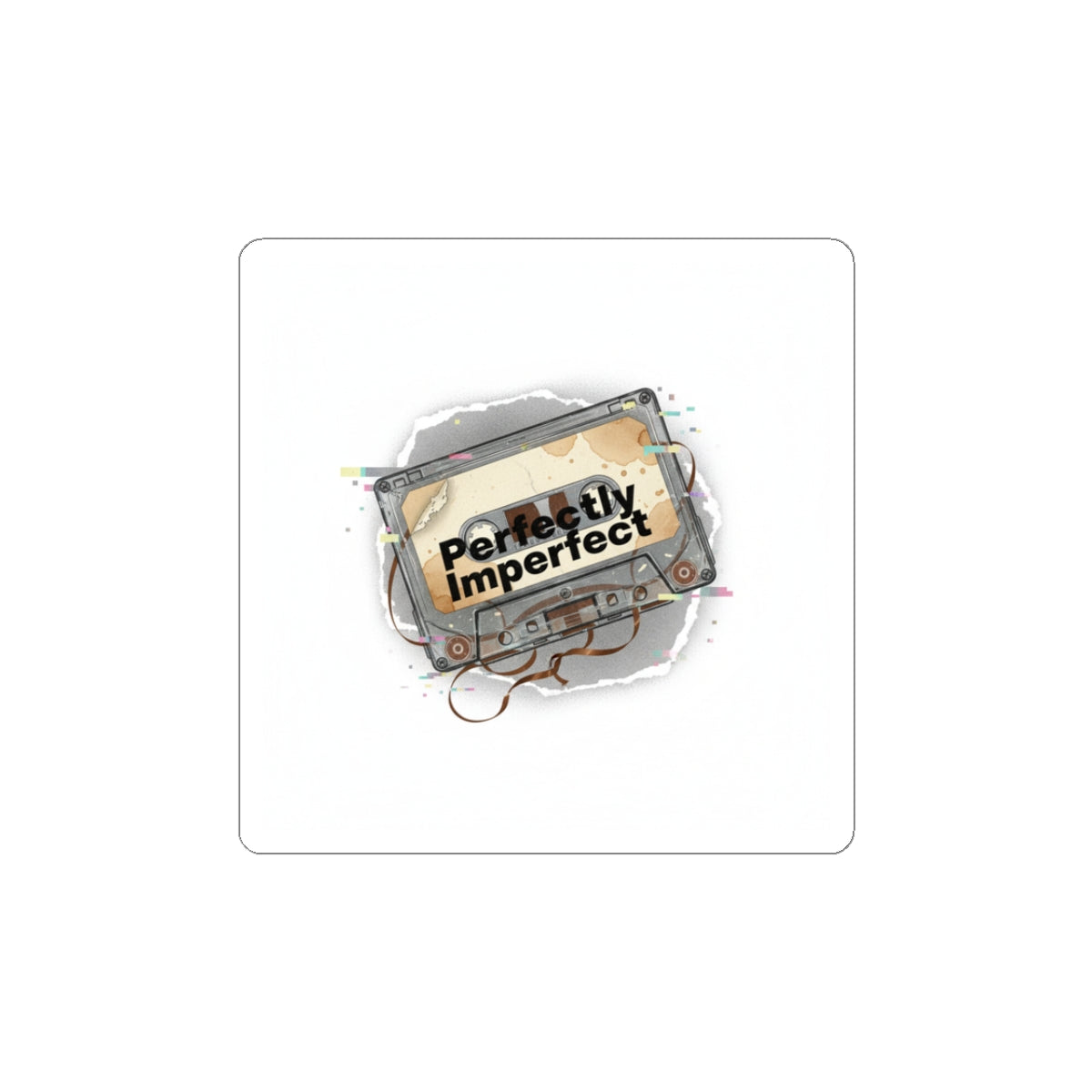 Perfectly Imperfect Cassette Sticker | Analog Error, glitch art sticker