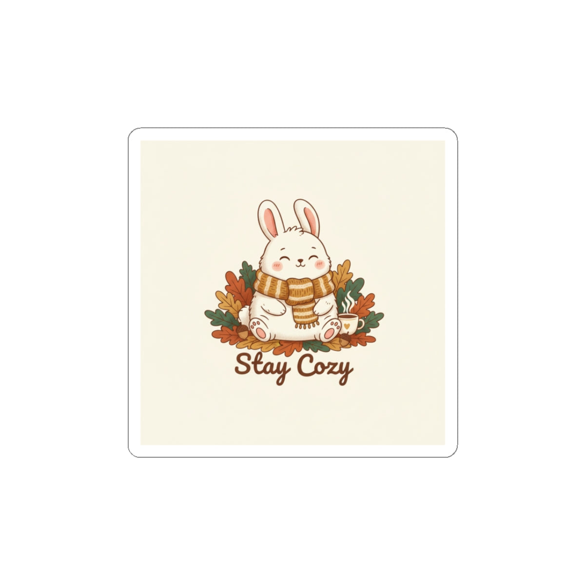 Stay Cozy Bunny Sticker | cozy critter sticker, winter forest art