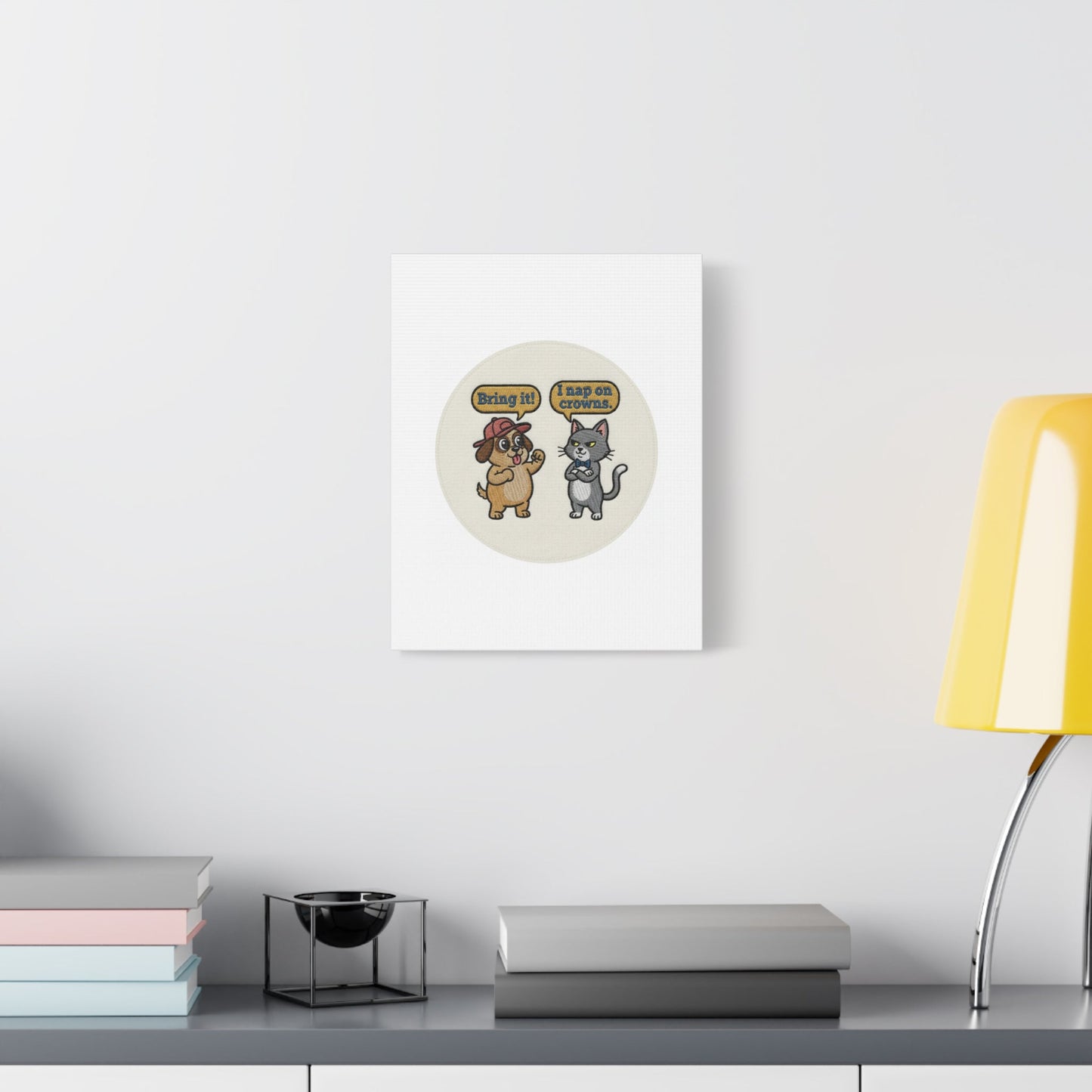 Funny Cat vs Dog Canvas | Pet Rivalry Wall Art