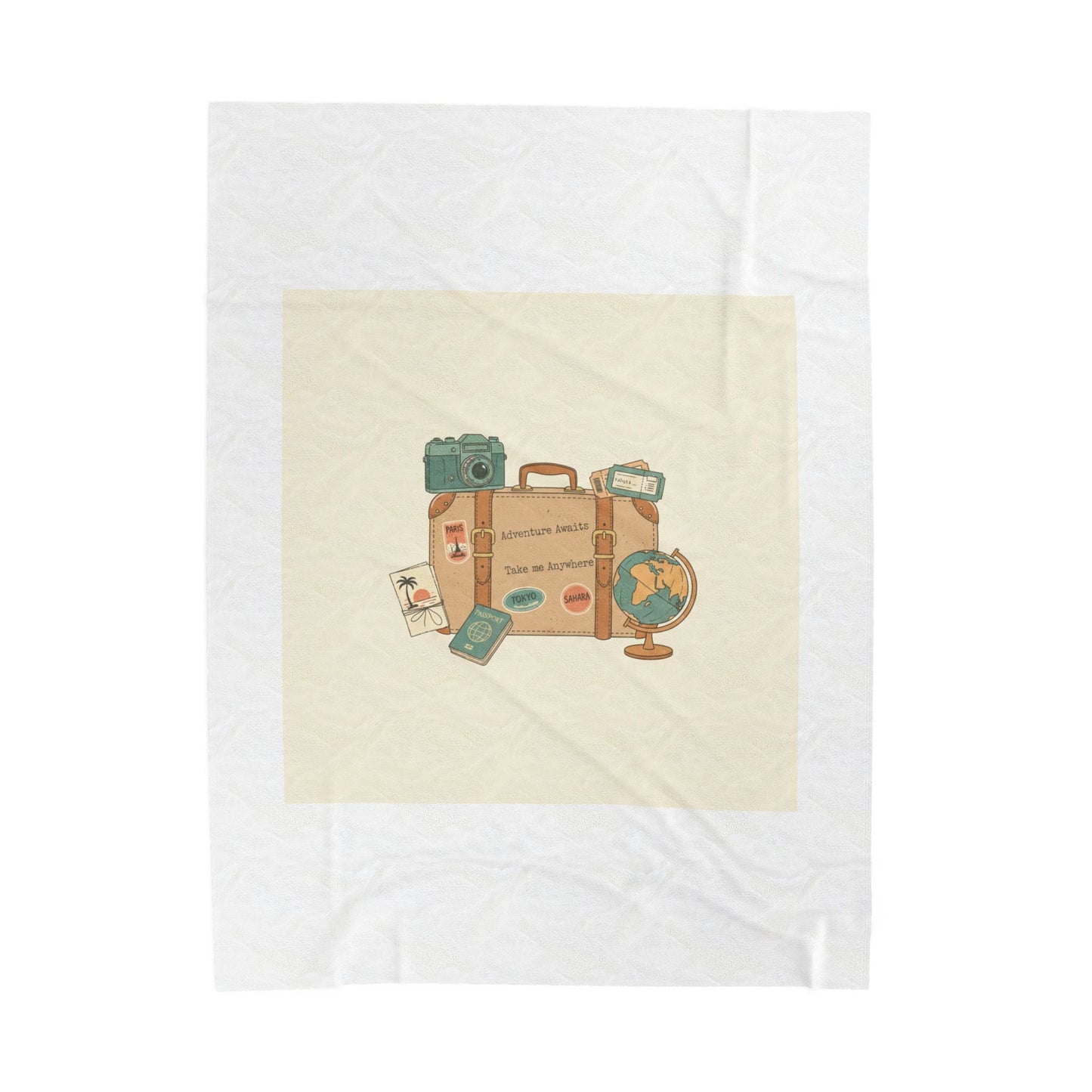 Wanderlust Postage Travel Stamp Blanket | Retro Postcard Vintage