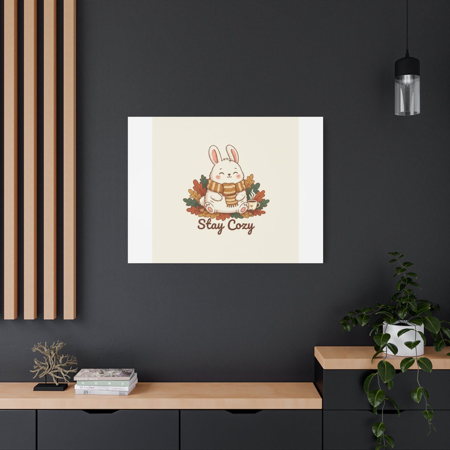 Cozy Bunny Illustration Canvas | Cute Critter Winter Forest Art